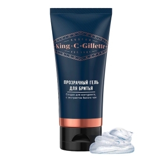 Прозрачный гель для бритья King C.Gillette с экстрактом белого чая, 150 мл Прозрачный гель для бритья King C.Gillette с экстрактом белого чая, 150 мл