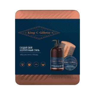 Набор King C. Gillette для ухода за бородой: средство для очищения, бальзам и расческа Набор King C. Gillette для ухода за бородой: средство для очищения, бальзам и расческа