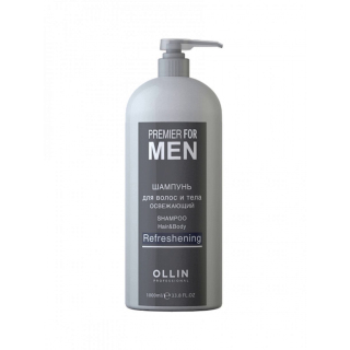 Шампунь для волос и тела освежающий OLLIN PREMIER FOR MEN,1000 мл